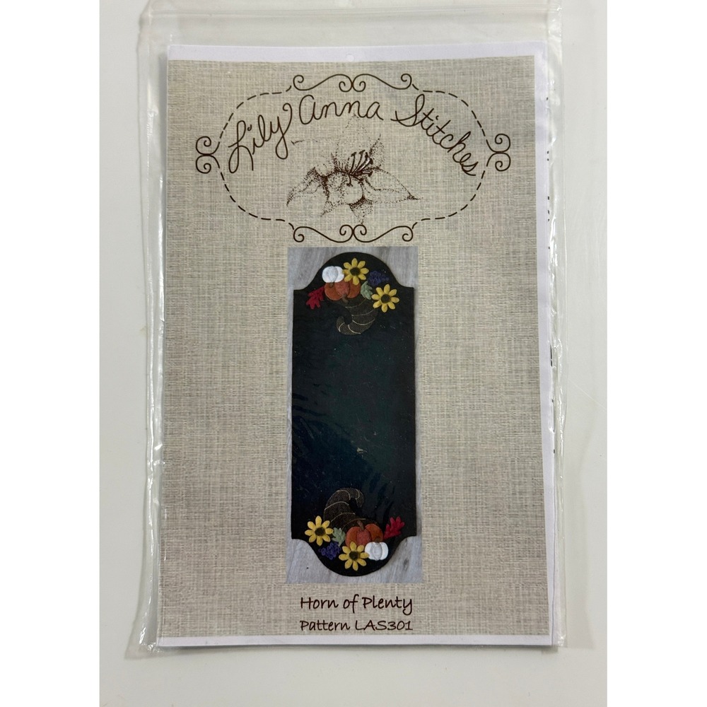 Lily Anna Stitches Horn of Plenty Pattern Unisex OS Multicolor Wool Applique